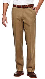 Haggar Men's Premium No-Iron Expandable-Waist Plain-Front Pant