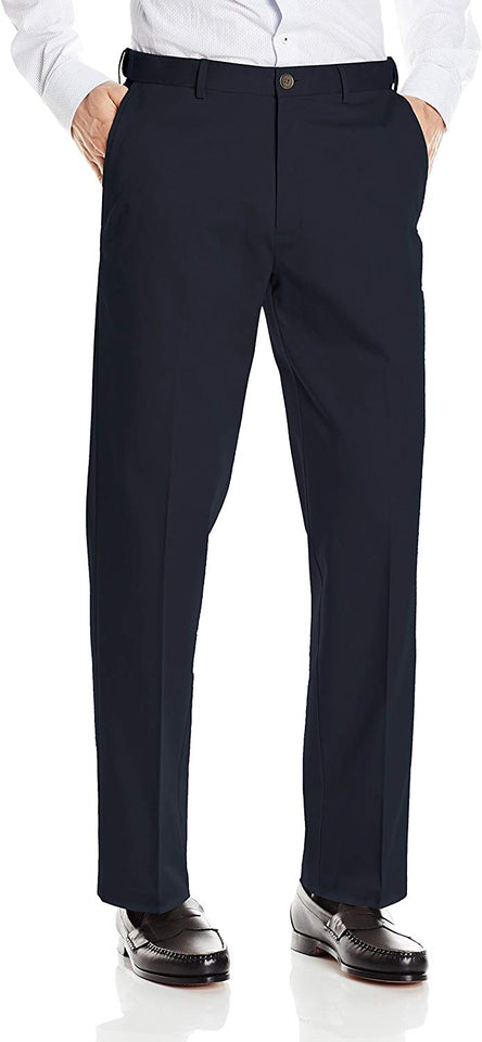 Haggar Men's Premium No-Iron Expandable-Waist Plain-Front Pant