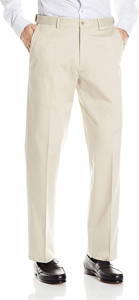 Haggar Men's Premium No-Iron Expandable-Waist Plain-Front Pant