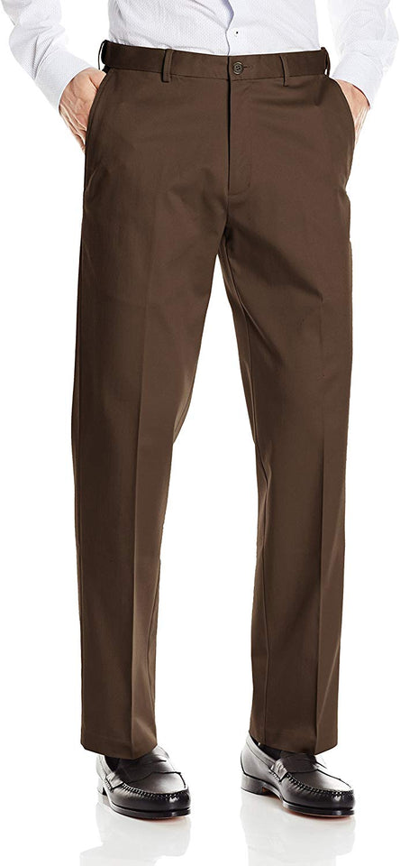 Haggar Men's Premium No-Iron Expandable-Waist Plain-Front Pant