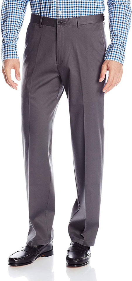 Haggar Men's Premium No-Iron Expandable-Waist Plain-Front Pant