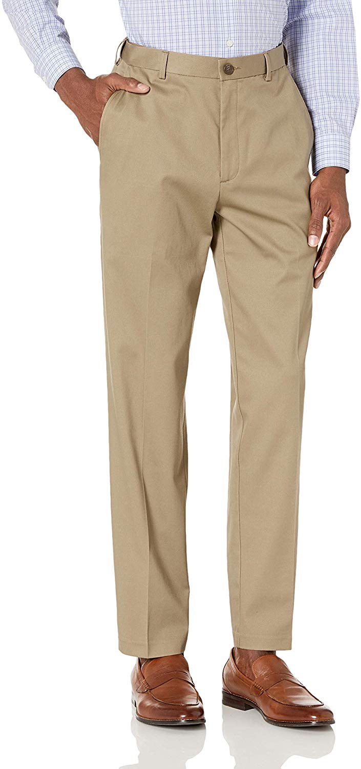 Haggar Men's Premium No-Iron Expandable-Waist Plain-Front Pant