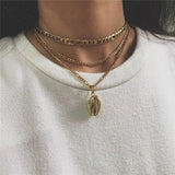 Boho Multi-element Crystal Necklaces For Women Fashion Gold Silver  Necklace Vintage Multiple Layers Pendant Necklace Jewelry