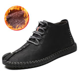 2019 Winter Shoes Men Warm Boots Men Fur High Quality Split Leather Waterproof Ankle Snow Boots Lace-Up Comfortable New Big size